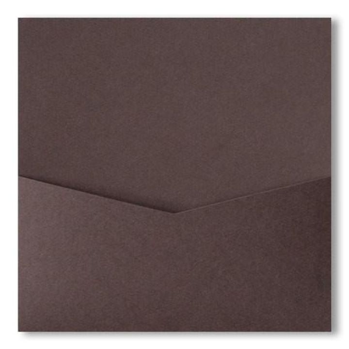 AP Printing - Chocolate Brown Solid Pocket & Folder Invitation Card, 6 1\/4 Denali - Custom Printing Services