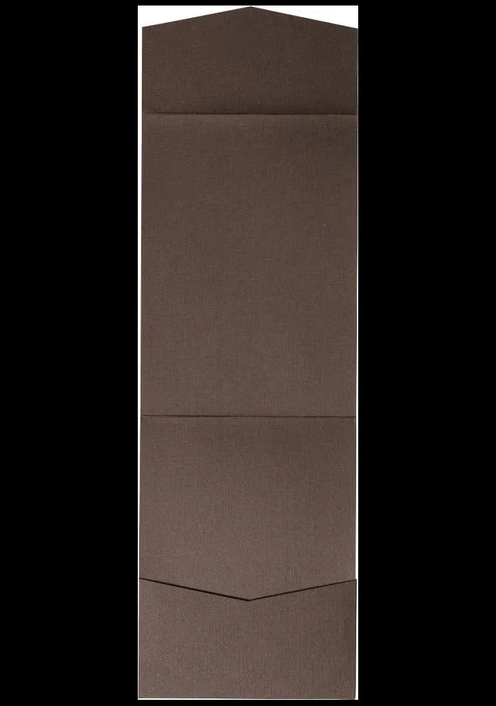 AP Printing - Dark Brown Linen Pocket & Folder Invitation Card, A7 Cascade - Custom Printing Services