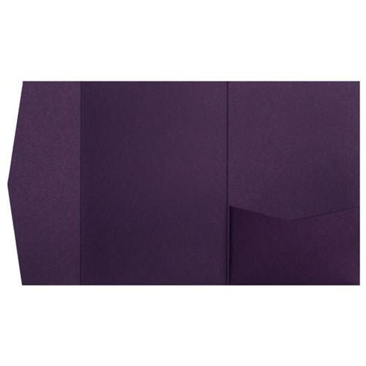 AP Printing - Purple Eggplant Solid Pocket & Folder Invitation Card, A7 Himalaya - Custom Printing Services