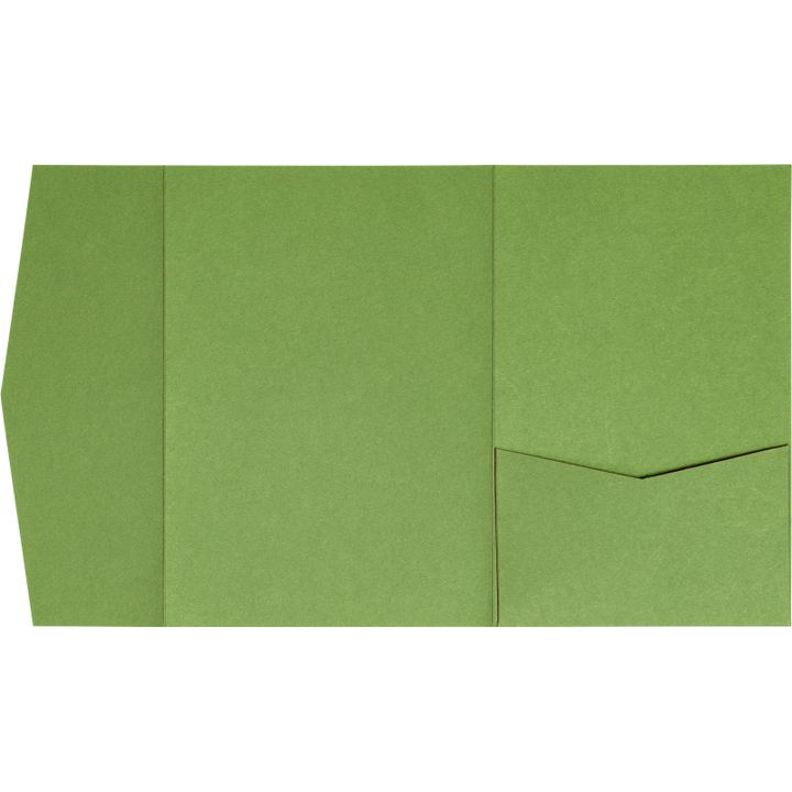 AP Printing - Meadow Green Solid Pocket & Folder Invitation Card, A7 Himalaya - Custom Printing Services