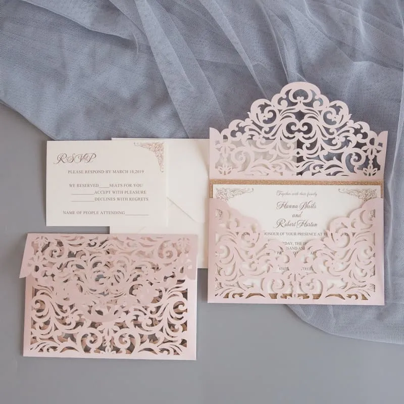 Gold Love Tree Laser Cut Wedding Invitation