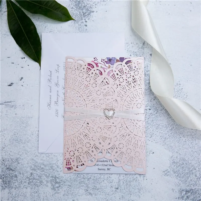 Graceful Lace Laser Cut Wedding Invitation