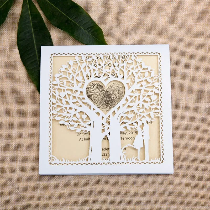 Grey Floral Laser Cut Pocket Wedding Invitation