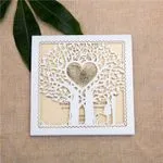 Grey Floral Laser Cut Pocket Wedding Invitation