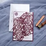 Ivory Lace Tri-Fold Laser Cut Pocket Wedding Invitation