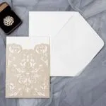 Ivory Laser Cut Floral Wrap Wedding Invitation