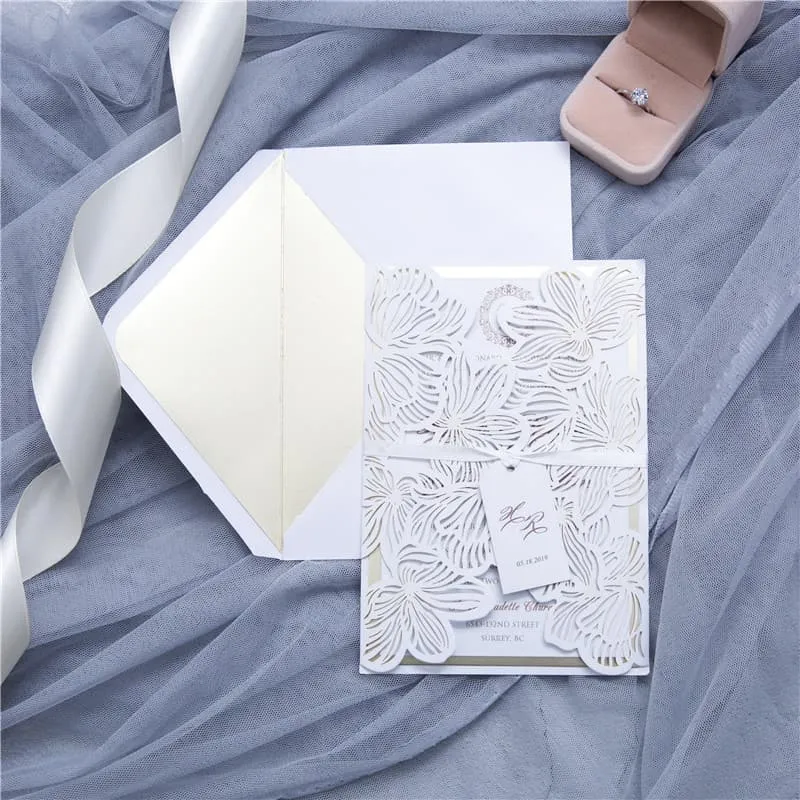 Luxurious Eiffel Tower Laser Cut Wedding Invitation