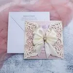 Metallic Gold Laser Cut Pocket Wedding Invitation