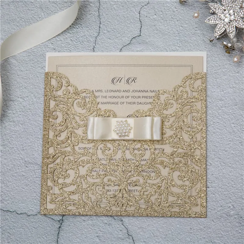 Navy Blue Gate Laser Cut Wedding Invitation