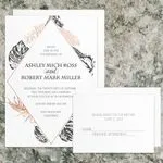 Copper Leaves Foil Fancy Luxury Wedding Invitation