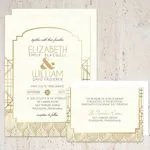 Golden Carvings Foil Fancy Luxury Wedding Invitation