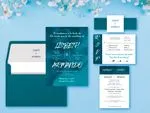 Blue Marble Spanish & English Elegant Wedding Invitation
