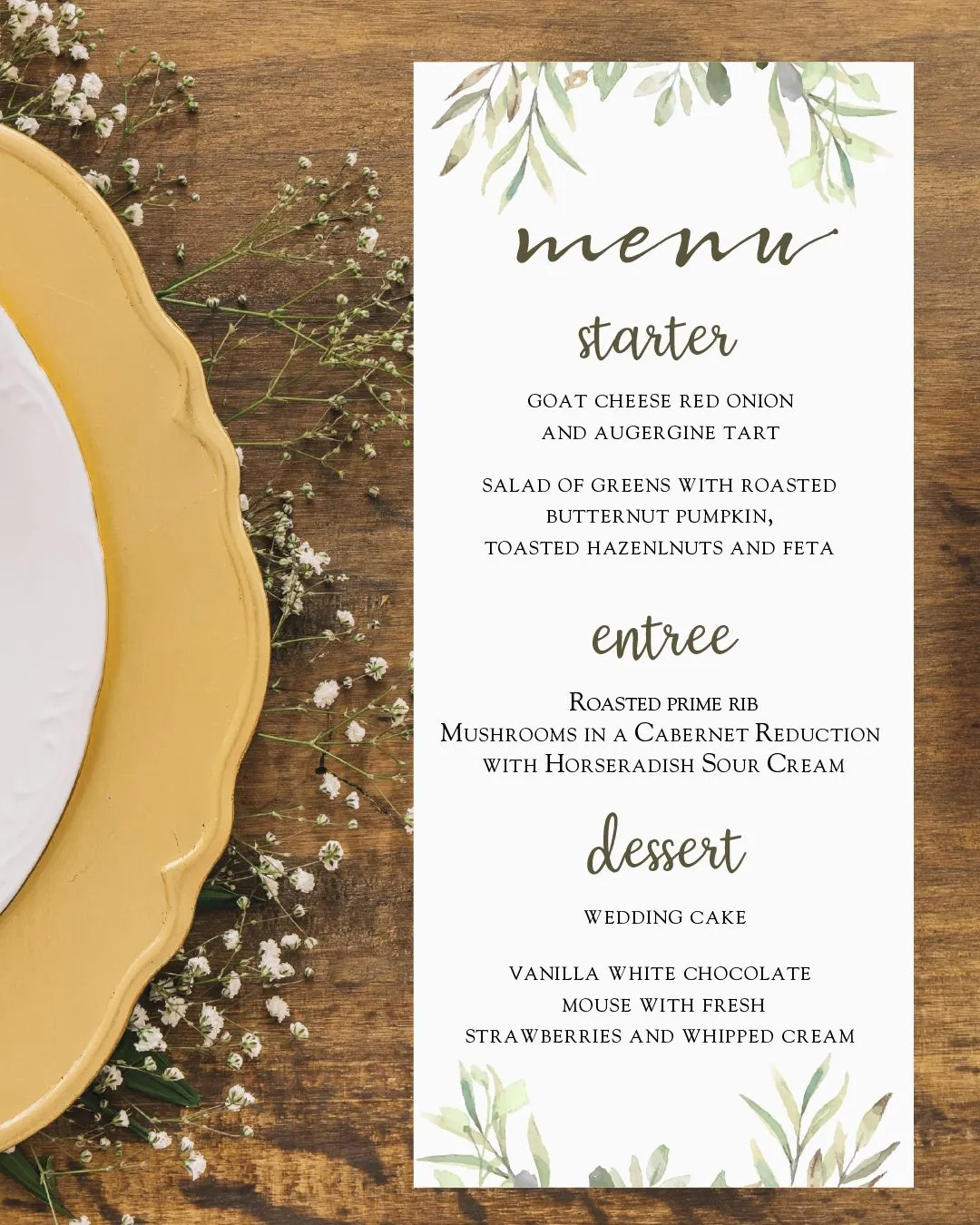 Wedding Menu