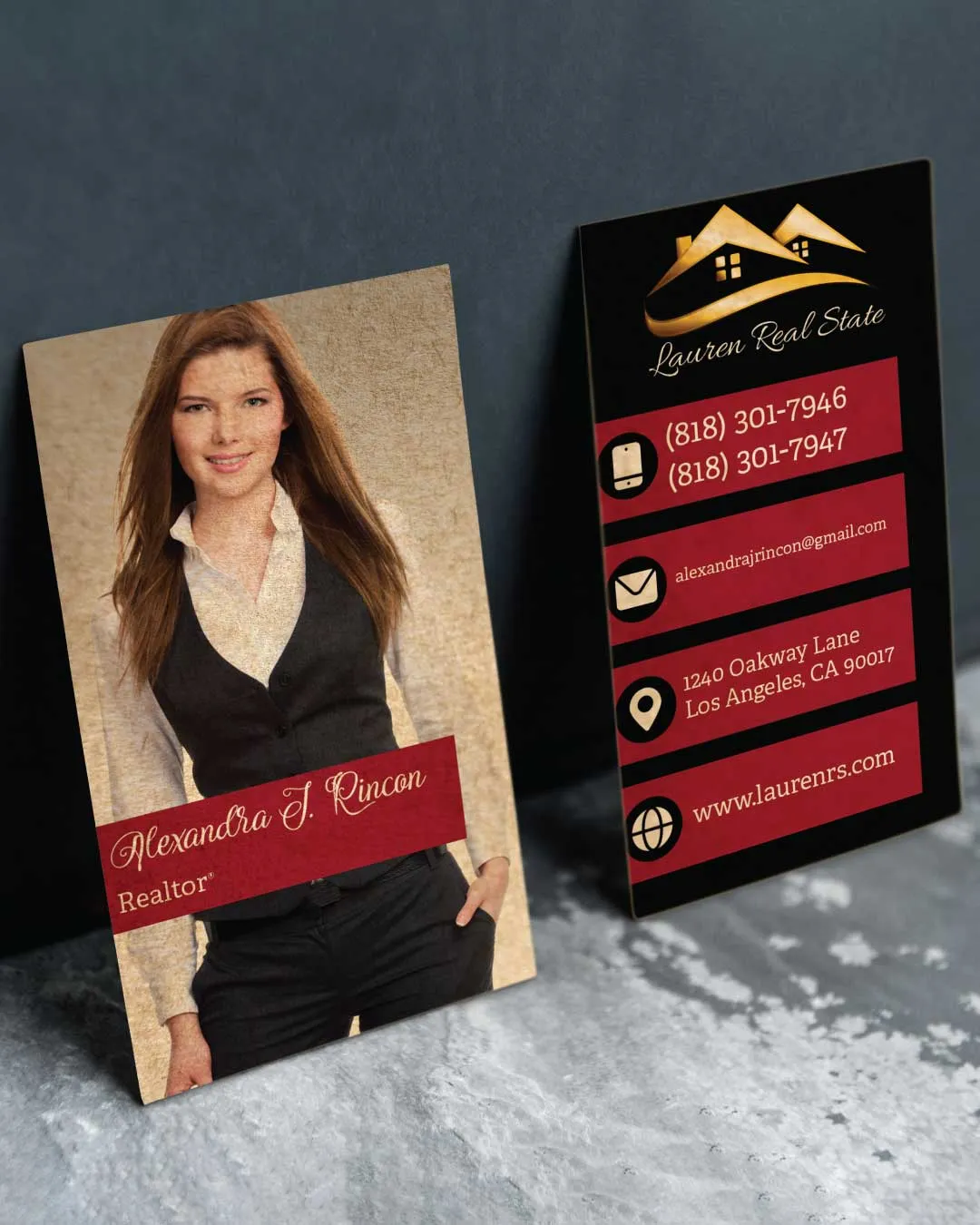 Black Design with Girl Business Cards