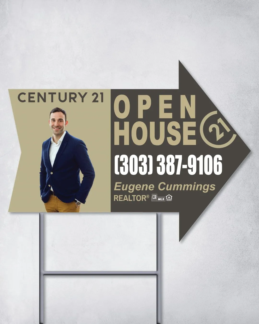 Divided Design Arrow Shape Sign