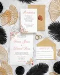 Pink Flowers Simple Flat 5x7 Wedding Invitation