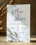 Cloudy Blue Simple Flat 5x7 Wedding Invitation