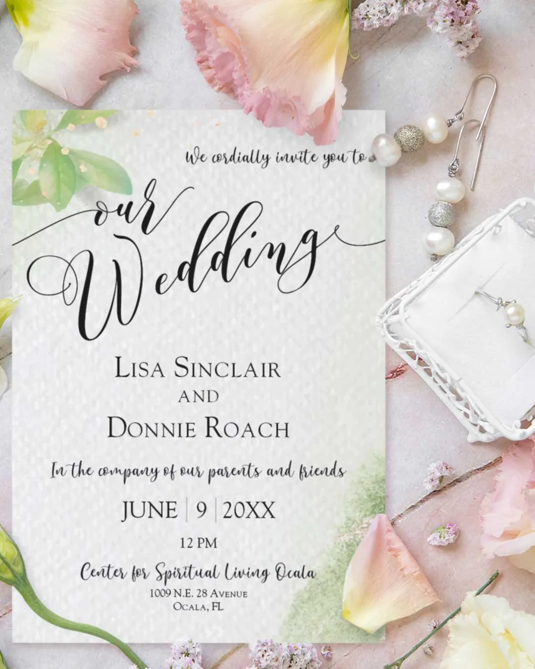 Faint Green Ombre Simple Flat 5x7 Wedding Invitation