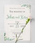 Soft Leaf Border Simple Flat 5x7 Wedding Invitation