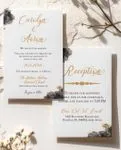 Refined Black Floral Simple Flat 5x7 Wedding Invitation