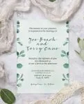 Elegant Green Leaves Simple Flat 5x7 Wedding Invitation