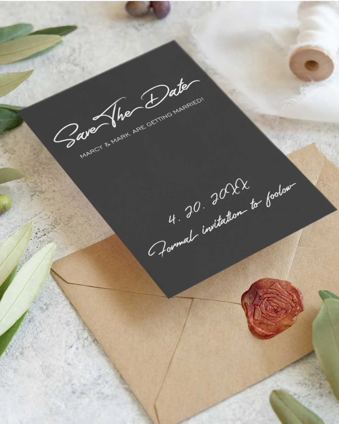 Black with White Letters Save The Date