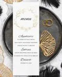Leaf And Flower Silhouettes Wedding Menu Cards