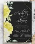 Bright Flowers Simple Flat 5x7 Wedding Invitation