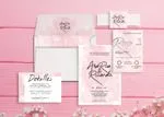 Blush Pink Strokes Spanish & English Elegant Wedding Invitation