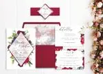 Red Diamond Spanish & English Elegant Wedding Invitation