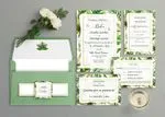 Tropical Calligraphy Spanish & English Elegant Wedding Invitation