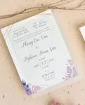 Violet Leaves Vellum Wrapped Vietnamese & English Wedding Invitation