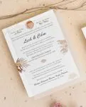 Boho Brown Branches Vellum Wrapped Vietnamese & English Wedding Invitation