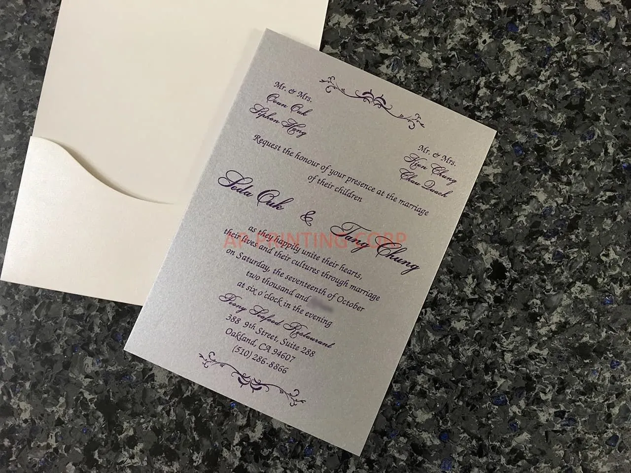 White Heart Diamond Drop Laser Cut Wedding Invitation
