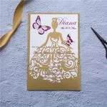 CL-PF-57 M-N Midnight Peacock Feather Pocket Laser Cut Wedding Invitation