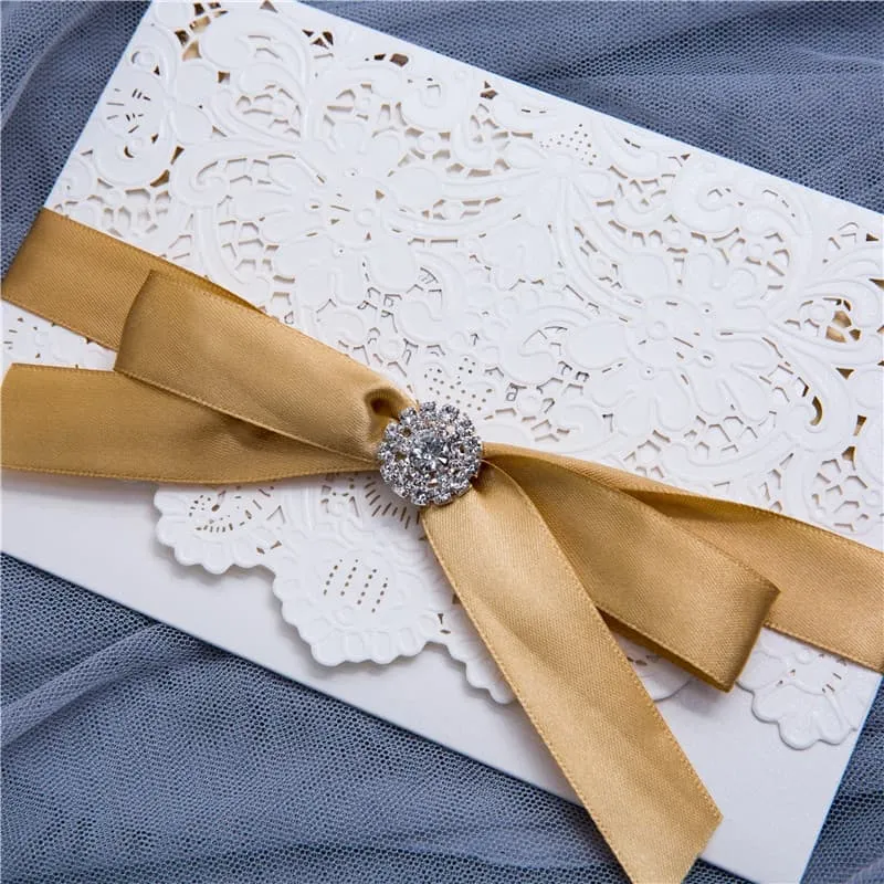 CL-WRAP-57 N-N Gray Lace and Key Laser Cut Wedding Invitation