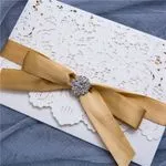 CL-WRAP-57 N-N Gray Lace and Key Laser Cut Wedding Invitation