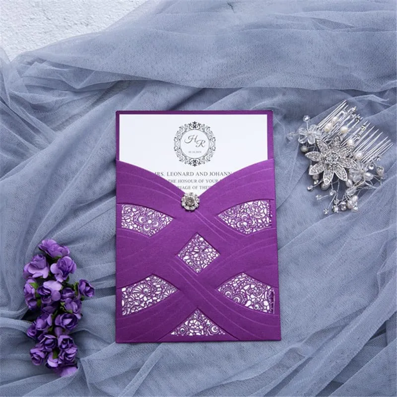CL-SLIDER-58 M-N Midnight Peony Tall Slider Laser Cut Wedding Invitation