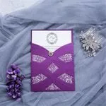 CL-SLIDER-58 M-N Midnight Peony Tall Slider Laser Cut Wedding Invitation
