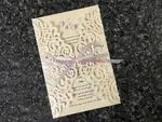 CL-WRAP-66 NMM White Leaves and Vines Laser Cut Wedding Invitation