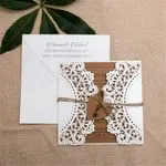 CL-WRAP-66 NMM White Leaves and Vines Laser Cut Wedding Invitation