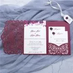 Ivory Floral Laser Cut Wrap Wedding Invitation