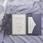 White Laser Cut Wrap with Ribbon Wedding Invitation