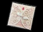 Blush Lace Crown Laser Cut Wedding Invitation