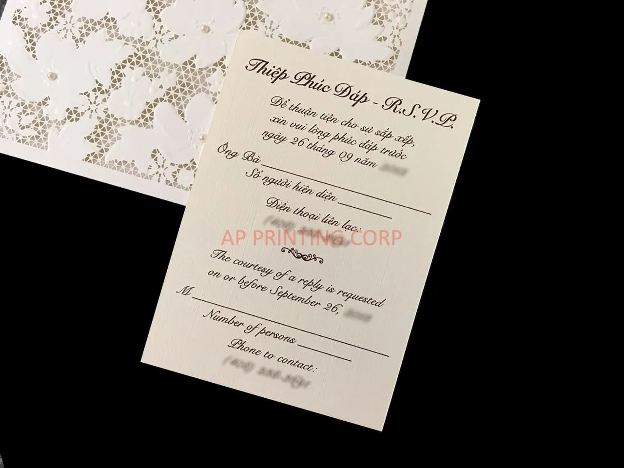 Burgundy and Gold Vine Laser Cut Wrap Wedding Invitation