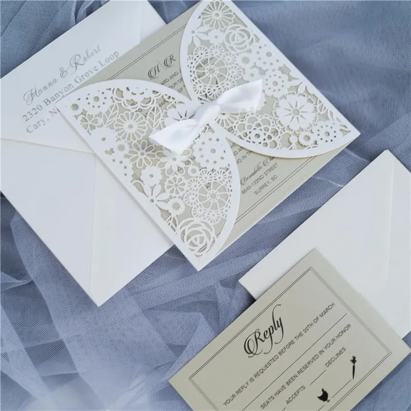 CL-SLIDER-58 M-M Red Peony Tall Slider Laser Cut Wedding Invitation