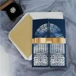 CL-WRAP-57 M-M Gold Flowers and Butterfly Wrap Laser Cut Wedding Invitation