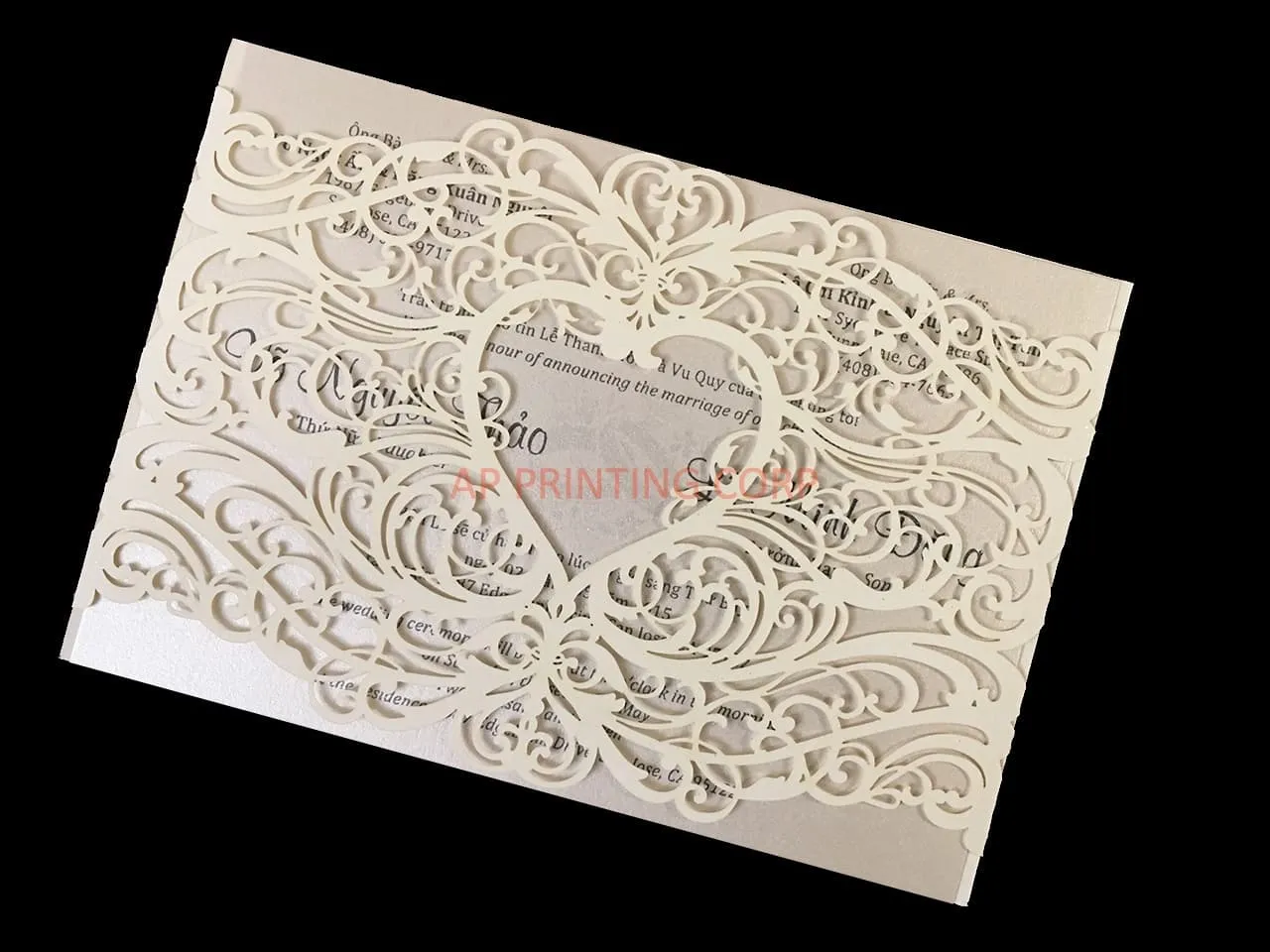 CL-WRAP-66 M-M Midnight Variety of Flowers Laser Cut Wedding Invitation