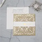 Navy Floral Wrap Laser Cut Wedding Invitation