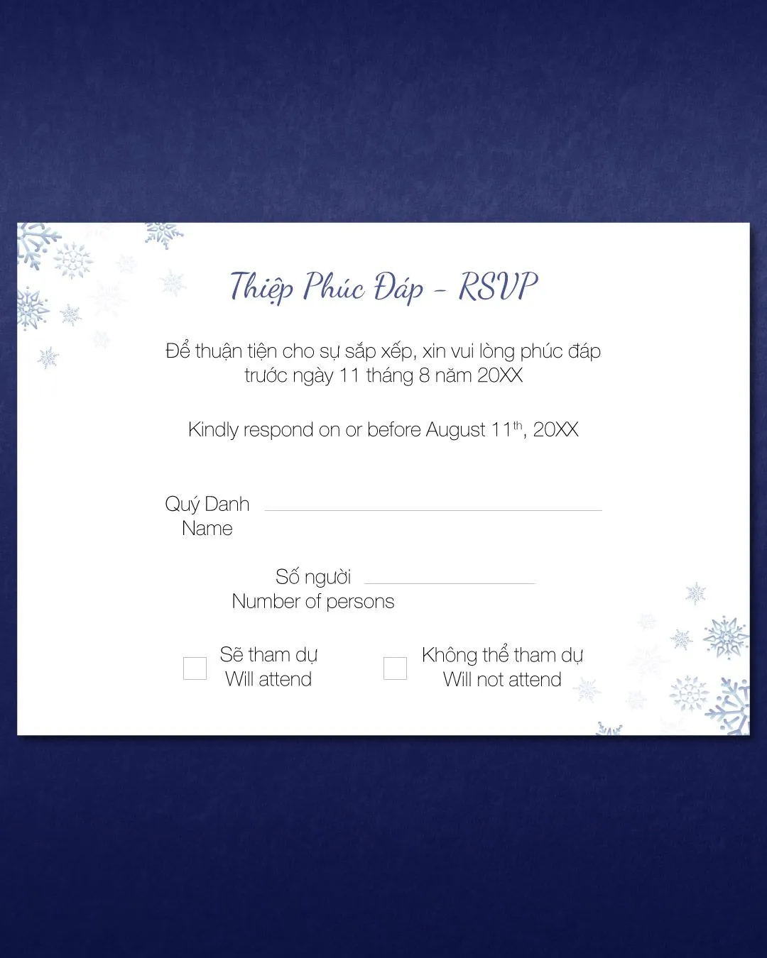 Delicate Snow Debris Simple Flat 5x7 Wedding Invitation